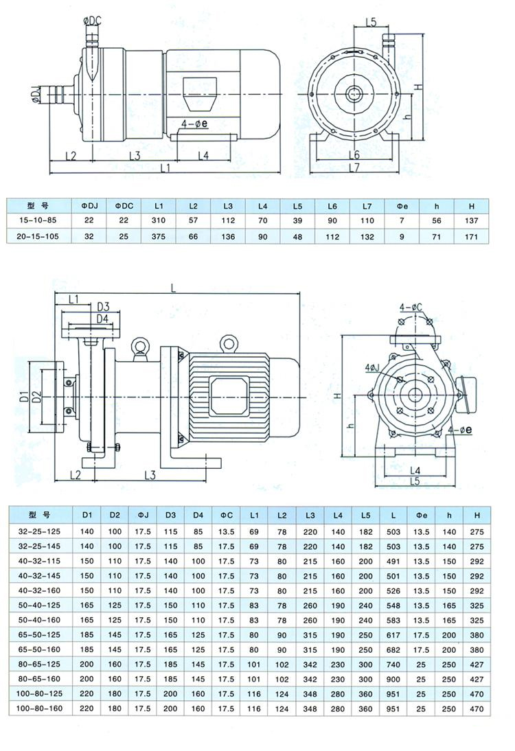 CQB-F型氟塑料磁力驅(qū)動泵（安裝尺寸）
