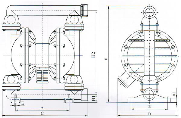 QBK氣動(dòng)隔膜泵安裝尺寸