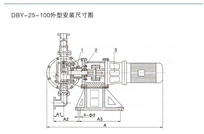 鋁合金電動隔膜泵結(jié)構(gòu)尺寸圖