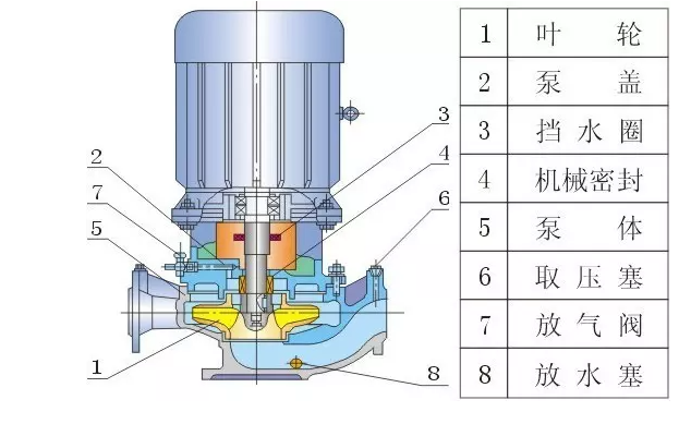 IRG型立式單G單吸管道熱水離心泵結(jié)構(gòu)圖